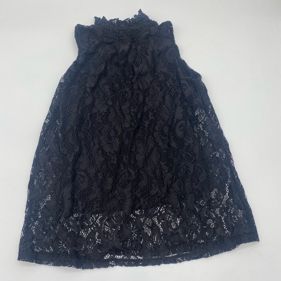 Cable & Gauge Black Lace Overlay Turtleneck Tank Top - Picture 2 of 8